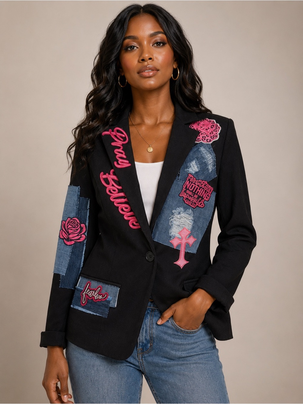 Black Patchwork Blazer